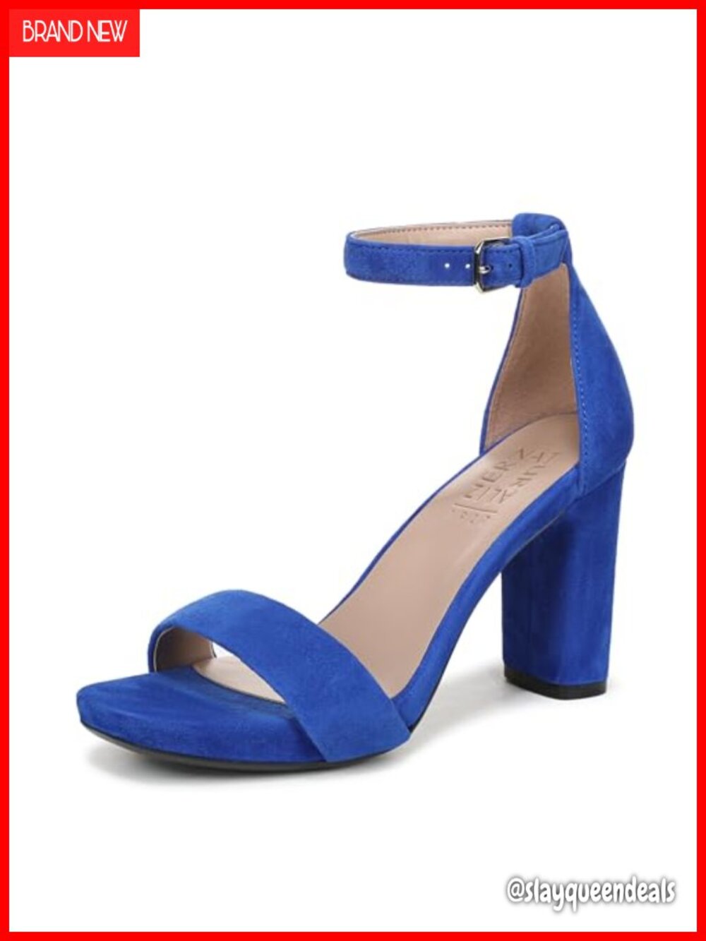 Naturalizer Joy Platform Sandals Block Heel Ankle Strap Open Square Toe